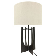 Hammered Iron Table Lamp – Bronze and Linen Shade 